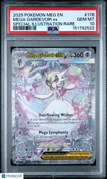 2025 Pokemon Meg EN-Mega Evolution Mega Gardevoir EX #178 SIR PSA 10