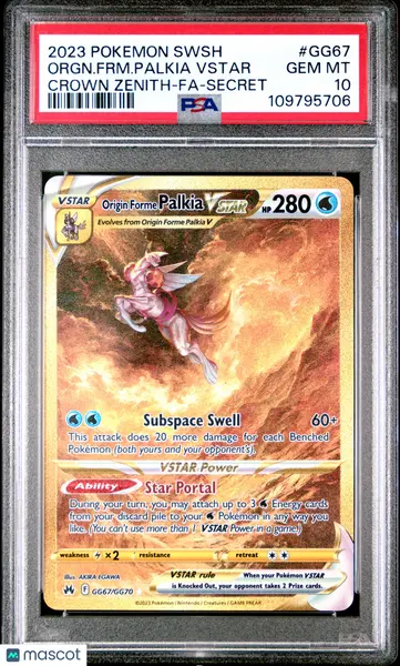 2023 Pokemon Sword And Shield Crown Zenith Orgn. FRM. Palkia VSTAR #GG67 Crown Zenith-Fa-Secret PSA 10