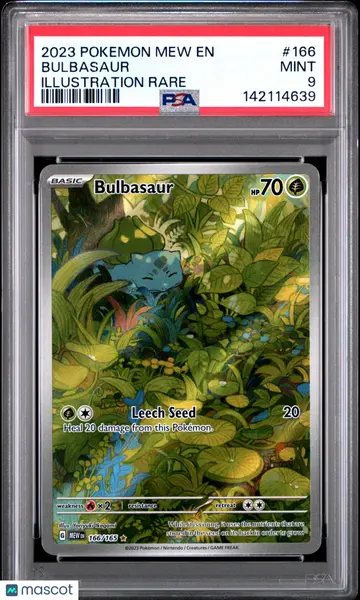 2023 Pokemon Mew EN-151 Bulbasaur #166 Illustration Rare PSA 9