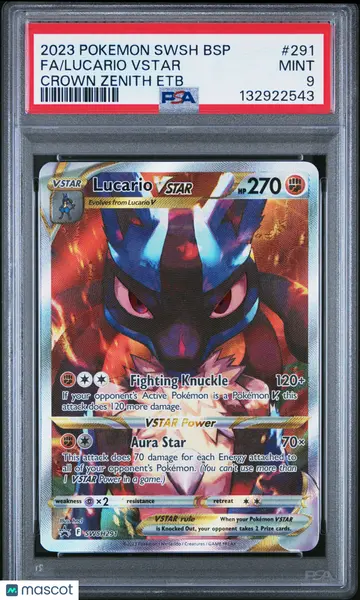 2023 POKEMON SWSH BLACK STAR PROMO #291 FA/LUCARIO VSTAR CROWN ZENITH ETB