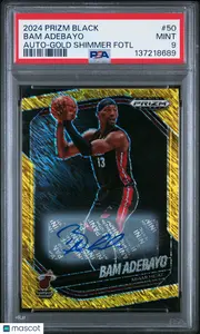2024 Panini Prizm Black Bam Adebayo #50 Auto Gold Shimmer Fotl PSA