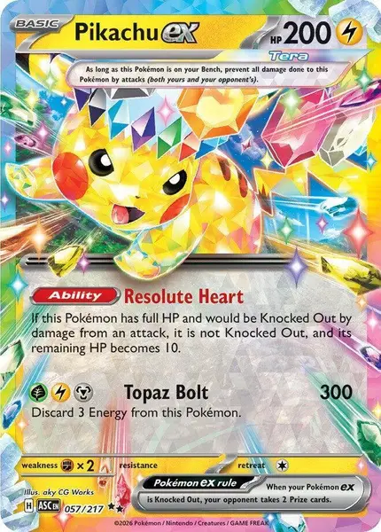 ピカチュウEX 200HP Pikachu ex 2026 Mega Evolution: Ascended Heroes #57/217 Double