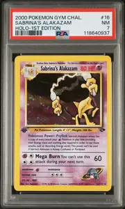 2000 POKEMON GYM CHALLENGE SABRINA'S ALAKAZAM #16 HOLO-1ST EDITION PSA 7