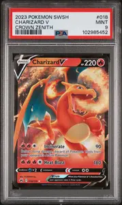 2023 POKEMON SWORD AND SHIELD CROWN ZENITH CHARIZARD V #018 CROWN ZENITH PSA 9