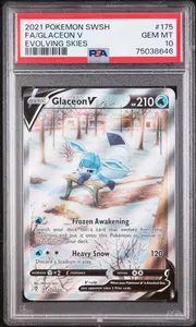 2021 POKEMON SWORD & SHIELD EVOLVING SKIES FA/GLACEON V #175 EVOLVING SKIES PSA 10