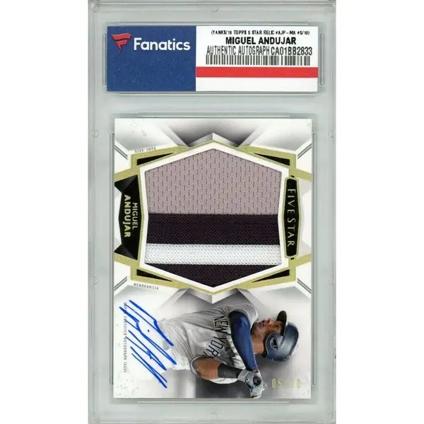 MIGUEL ANDUJAR Autographed Yankees 2019 TOPPS Five Star Prime Patch Card LE 5/10