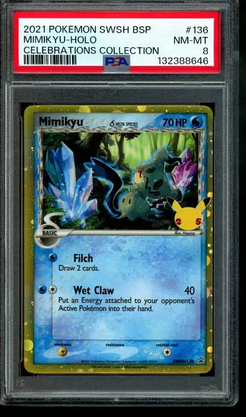 2021 Pokemon Celebrations Mimikyu Holo SWSH136 PSA 8