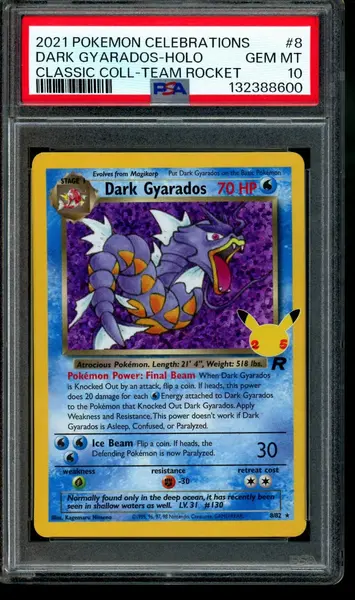 2021 Pokemon Celebrations Dark Gyarados Holo Classic Collection Team Rocket #8 PSA 10