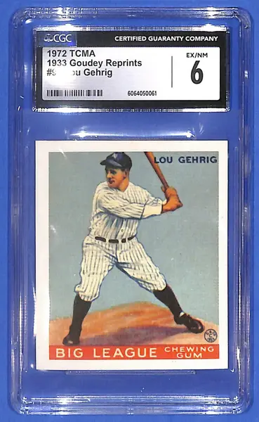 1972 TCMA 1933 Goudey Reprint #92 Lou Gehrig (HOF) CGC 6 EX-NM N.Y. Yankees