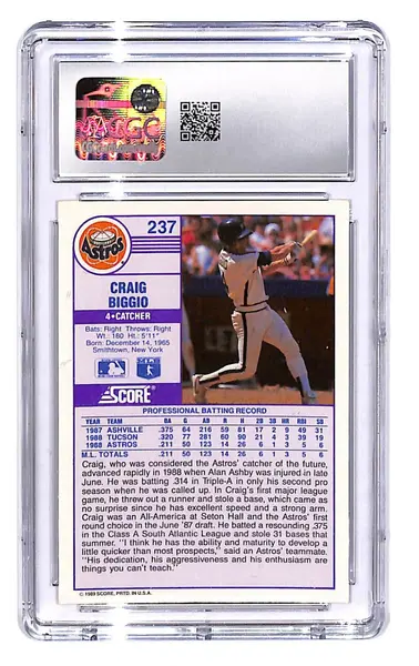 1989 Score - Craig Biggio #237 (RC) CGC 10