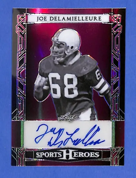 2024 Leaf Sports Heroes Joe Delamielleure Pink Refractor Auto #5/15 #BA-JDL