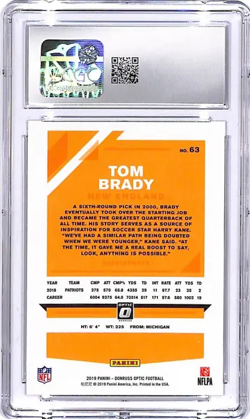 2019 Donruss Optic Tom Brady #63 CGC 9 Patriots