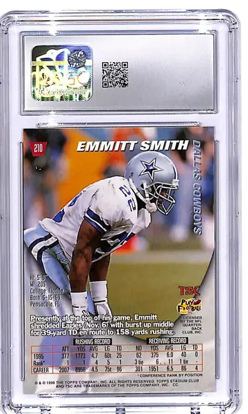 1996 Stadium Club Emmitt Smith #210 CGC 10 Cowboys