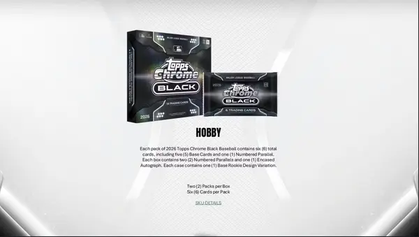 2026 Topps Chrome Black Baseball Hobby Box on Fanatics Collect