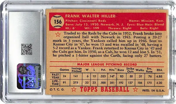1952 Frank Hiller Topps #156 CGC Very Good 4.5