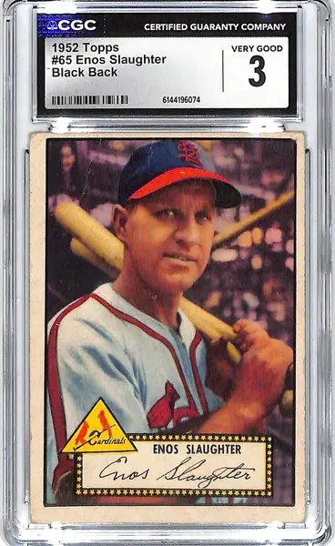 1952 Enos Slaughter Topps #65 CGC Very Good 3