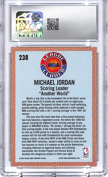 1992-93 Fleer Michael Jordan League Leaders #238 CGC 9.5 Bulls