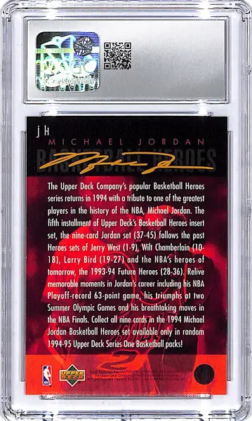 1994-95 Upper Deck Michael Jordan Heroes Header Card CGC 9 Bulls
