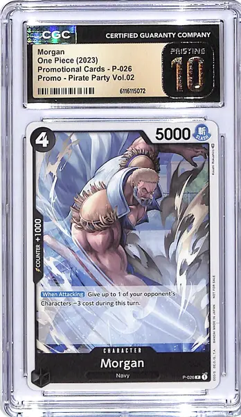 One Piece Promotional Cards Promo Pirate Party Vol 2 Morgan P-026 CGC 10 Pristine