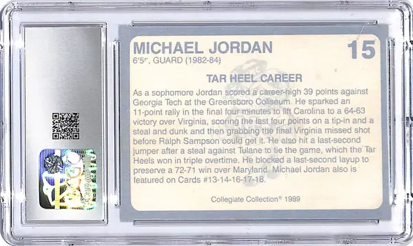 1989 Collegiate Collection North Carolina Michael Jordan #15 CGC 9