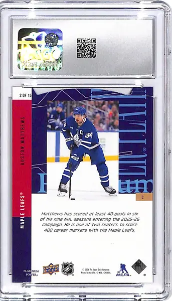 2026 Upper Deck CDD Conference Auston Matthews Platinum Power CGC 10