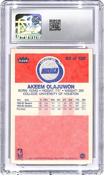 1986-87 Fleer Akeem Olajuwon #82 CGC 8 Rockets