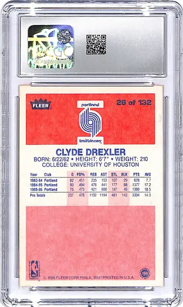 1986-87 Fleer Clyde Drexler #26 CGC 7.5 Trail Blazers
