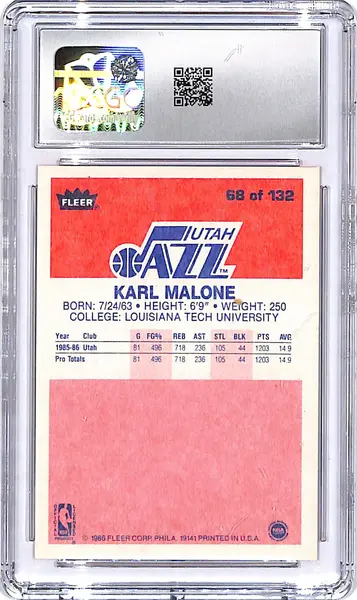 1986-87 Fleer Karl Malone #68 CGC 7.5 Jazz