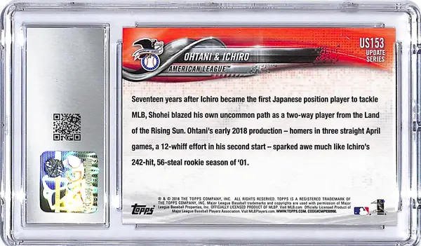 2018 Topps Update Shohei Ohtani Ichiro Japan's Finest US153 CGC 10
