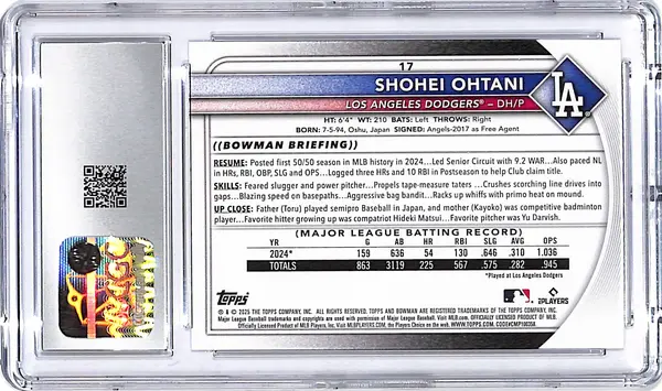 2025 Bowman Shohei Ohtani #17 CGC 10 Dodgers