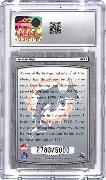 1999 Donruss Dan marino Gridiron Kings /5000 CGC 9.5 Dolphins