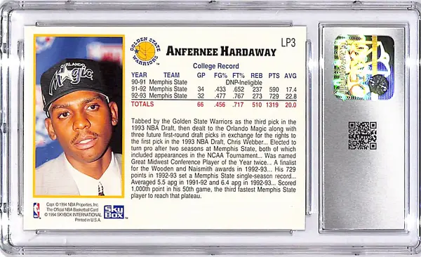 1993-94 Hoops Anfernee Hardaway Rookie RC Draft Redemption CGC 9.5 Magic