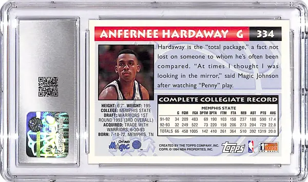 1993-94 Topps Anfernee Hardaway Rookie RC Gold #334 CGC 8.5 Magic