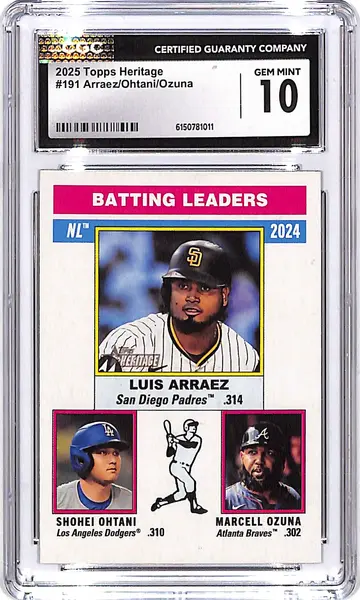 2025 Topps Heritage Shohei Ohtani Luis Arraez Marcell Ozuna #191 CGC 10