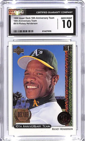 1999 Upper Deck 10th Anniversary Team Rickey Henderson CGC 10 Athletics