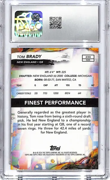 2024 Topps Finest Tom Brady Checkerboard Refractor CGC 9 Patriots
