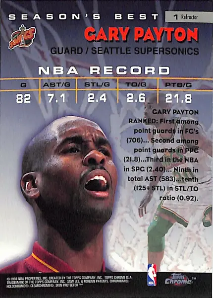 1998-99 Topps Chrome Gary Payton Pressure Points Refractor Super Sonics