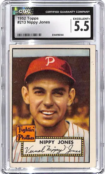 1952 Topps Nippy Jones #213 CGC 5.5 Phillies