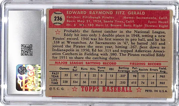 1952 Topps Williard Marshall #96 CGC 4 Braves