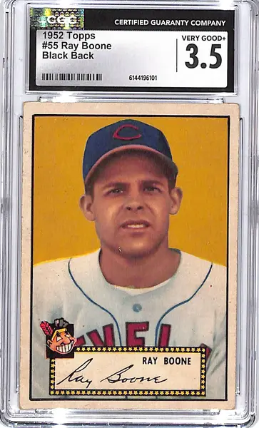 1952 Topps Ray Boone Black Back #55 CGC 3.5 Indians