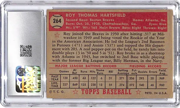 1952 Topps Roy Hartsfield #264 CGC 4.5 Braves