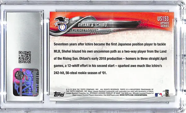 2018 Topps Update Shohei Ohtani Ichiro Japans Finest #US153 CGC Gem Mint 10