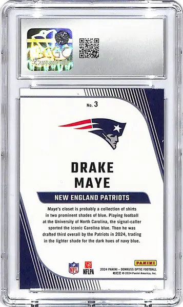 2024 Donruss Optic Drake Maye Rookie Primary Colors #3 CGC 10 Patriots