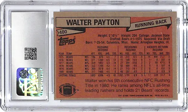 1981 Topps Walter Payton All Pro #400 CGC 8 Bears