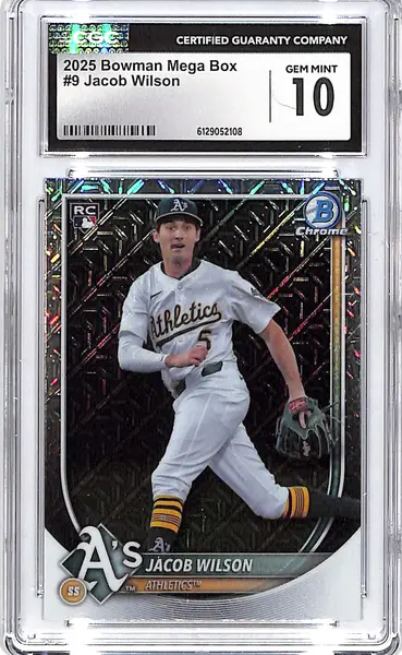 2025 Bowman Chrome Jacob Wilson Mega Box Mojo Refractor Rookie RC CGC 10