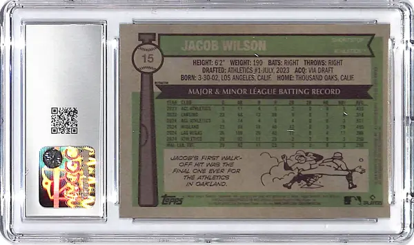 2025 Topps Heritage Jacob Wilson Chrome Refractor Rookie RC #15 CGC 10 Athletics