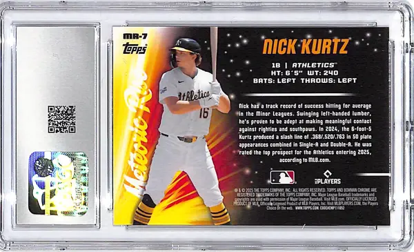 2025 Bowman Chrome Nick Kurtz Meteoric Rise Mega Box Mojo Rookie RC CGC 9.5 Athletics