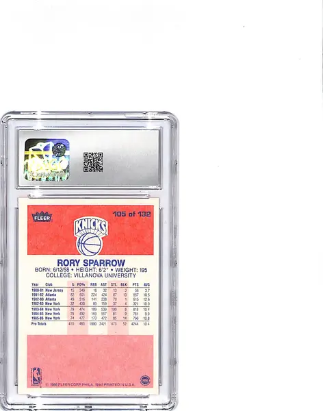 1986-87 Fleer Rory Sparrow #105 CGC 8 Knicks