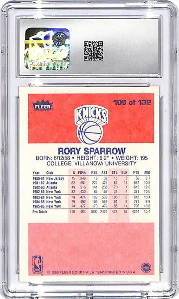 1986-87 Fleer Rory Sparrow #105 CGC 8 Knicks