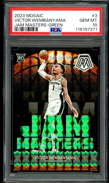 Victor Wembanyama Rookie Card 2023-24 Mosaic Jam Masters Green #3 PSA 10